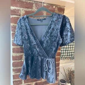 midnight blue Velvet Wrap Top